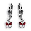 Kinderschmuck Ohrringe Schmetterling rot/weiss