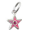Anh�nger Stern pink mit Stein und Kette Silber