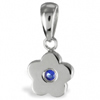 Kettenanhnger Blume Zirkonia blau mit Kette Silber