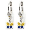 Kinderschmuck Ohrringe Schmetterling gelb/blau Silber