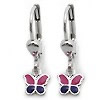 Kinderschmuck Ohrringe Schmetterling lila/pink Silber