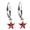 Ohrringe für Kinder Stern rot Silber