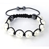 Shamballa Armband Glasperlen Hmatit wei mit Sterne