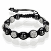 Shamballa Armband Glasperlen Kristallkugel schwarz/kristall